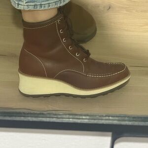 Brown Leather Wedge Ankle Boots